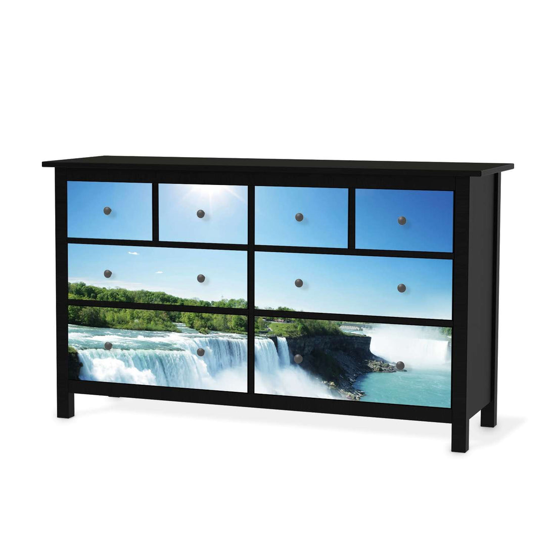 Möbelfolie Niagara Falls - IKEA Hemnes Kommode 8 Schubladen - schwarz