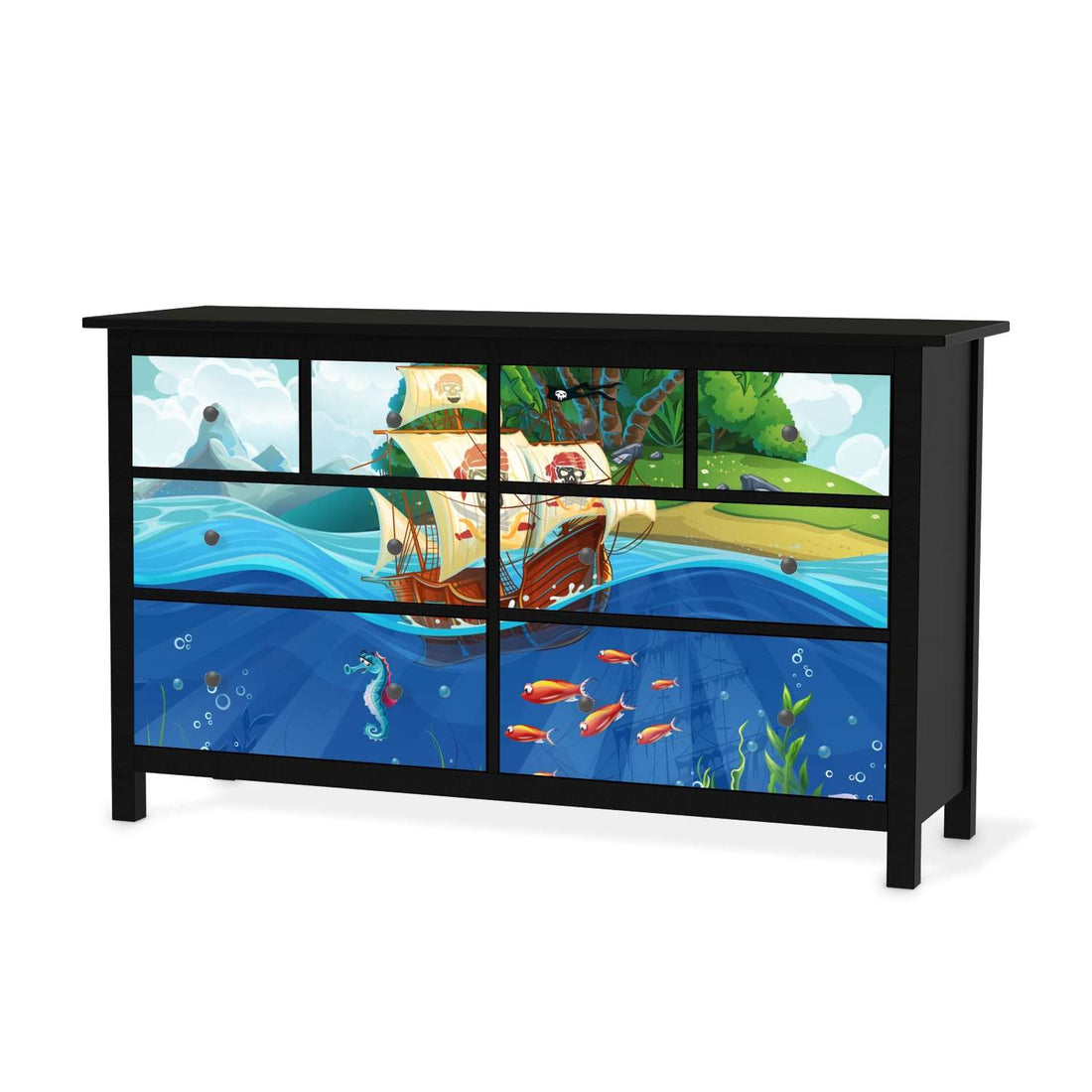 Möbelfolie Pirates - IKEA Hemnes Kommode 8 Schubladen - schwarz