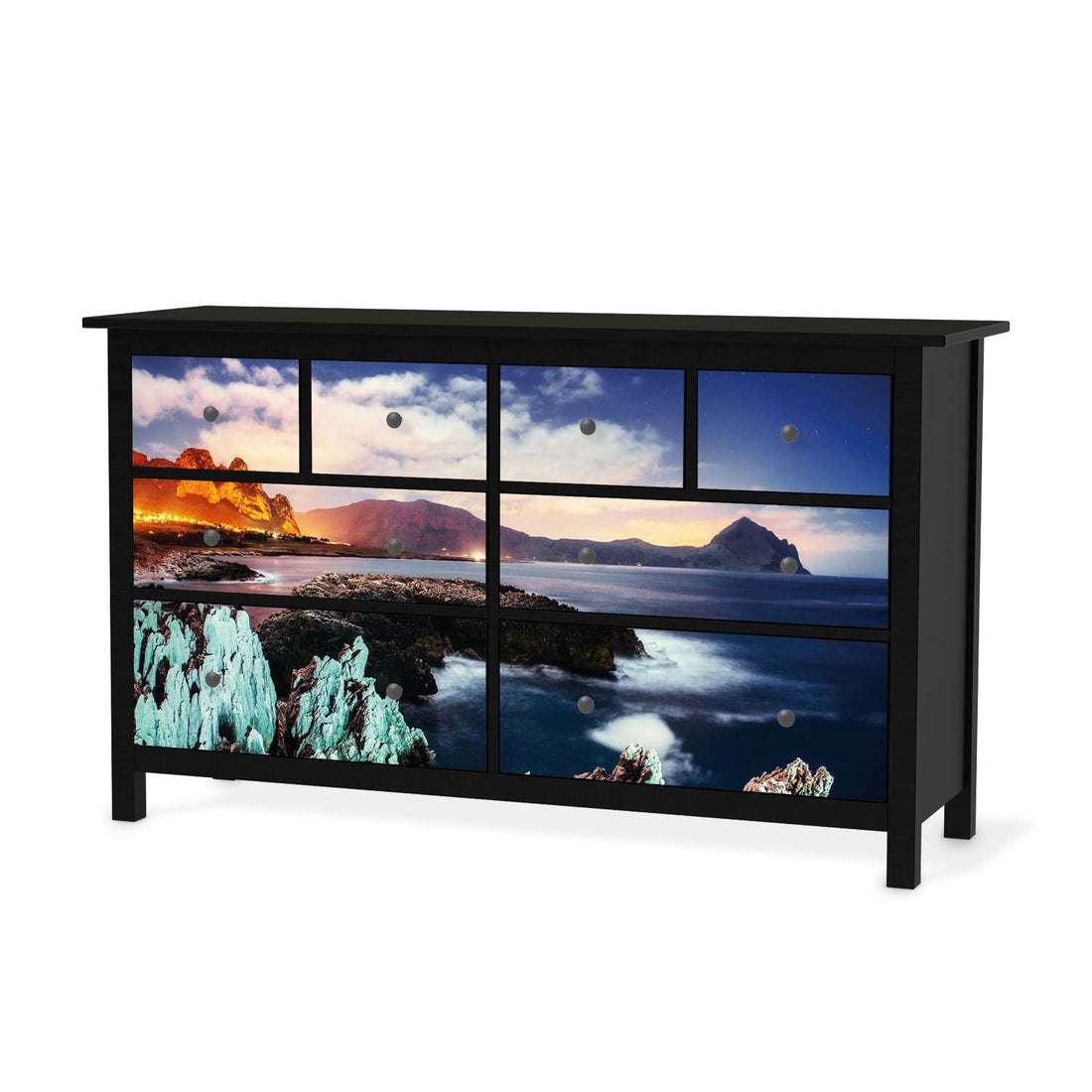 Möbelfolie Seaside - IKEA Hemnes Kommode 8 Schubladen - schwarz