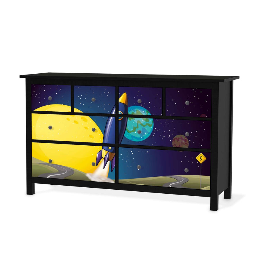 Möbelfolie Space Rocket - IKEA Hemnes Kommode 8 Schubladen - schwarz