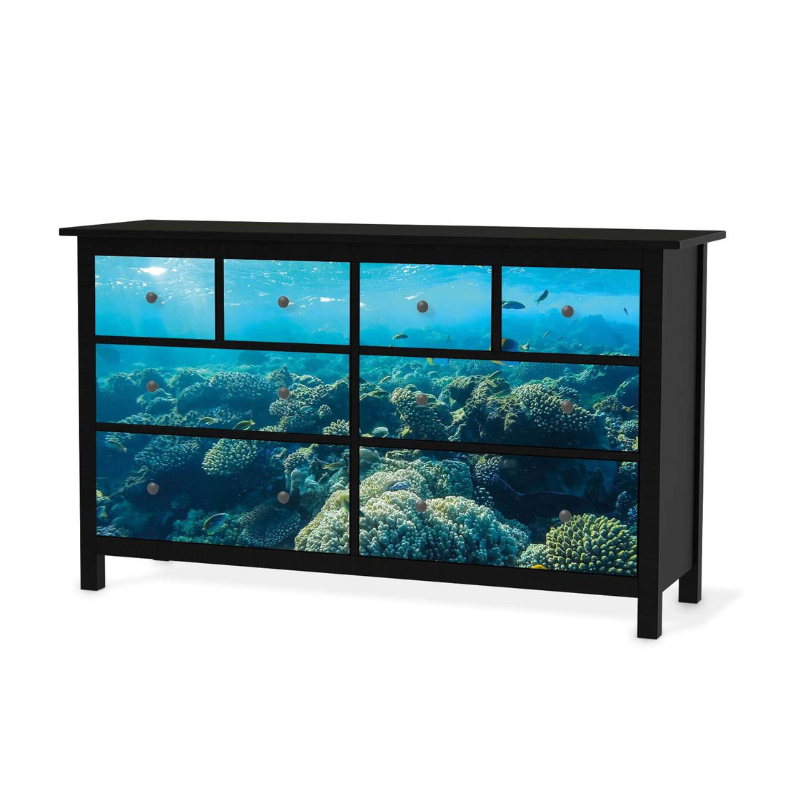 Möbelfolie Underwater World - IKEA Hemnes Kommode 8 Schubladen - schwarz