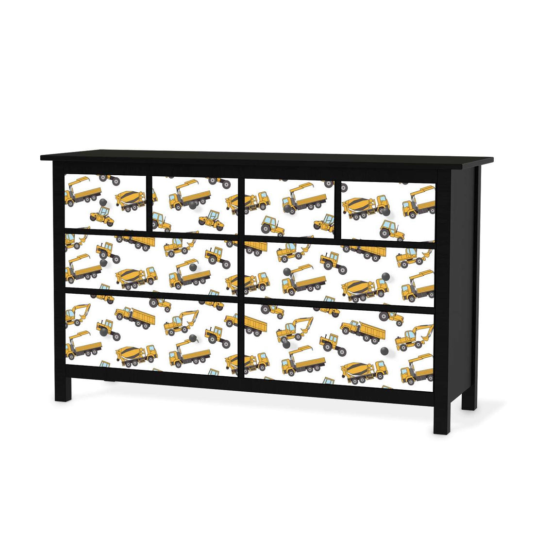 Möbelfolie Working Cars - IKEA Hemnes Kommode 8 Schubladen - schwarz