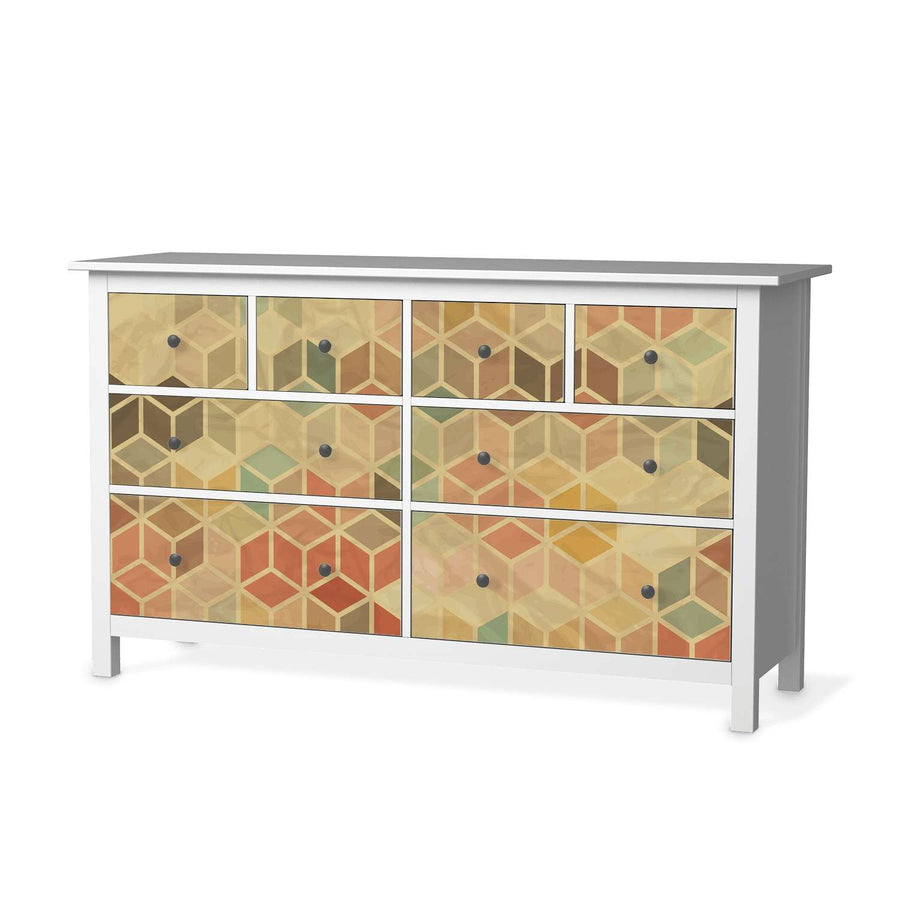 Möbelfolie 3D Retro - IKEA Hemnes Kommode 8 Schubladen  - weiss