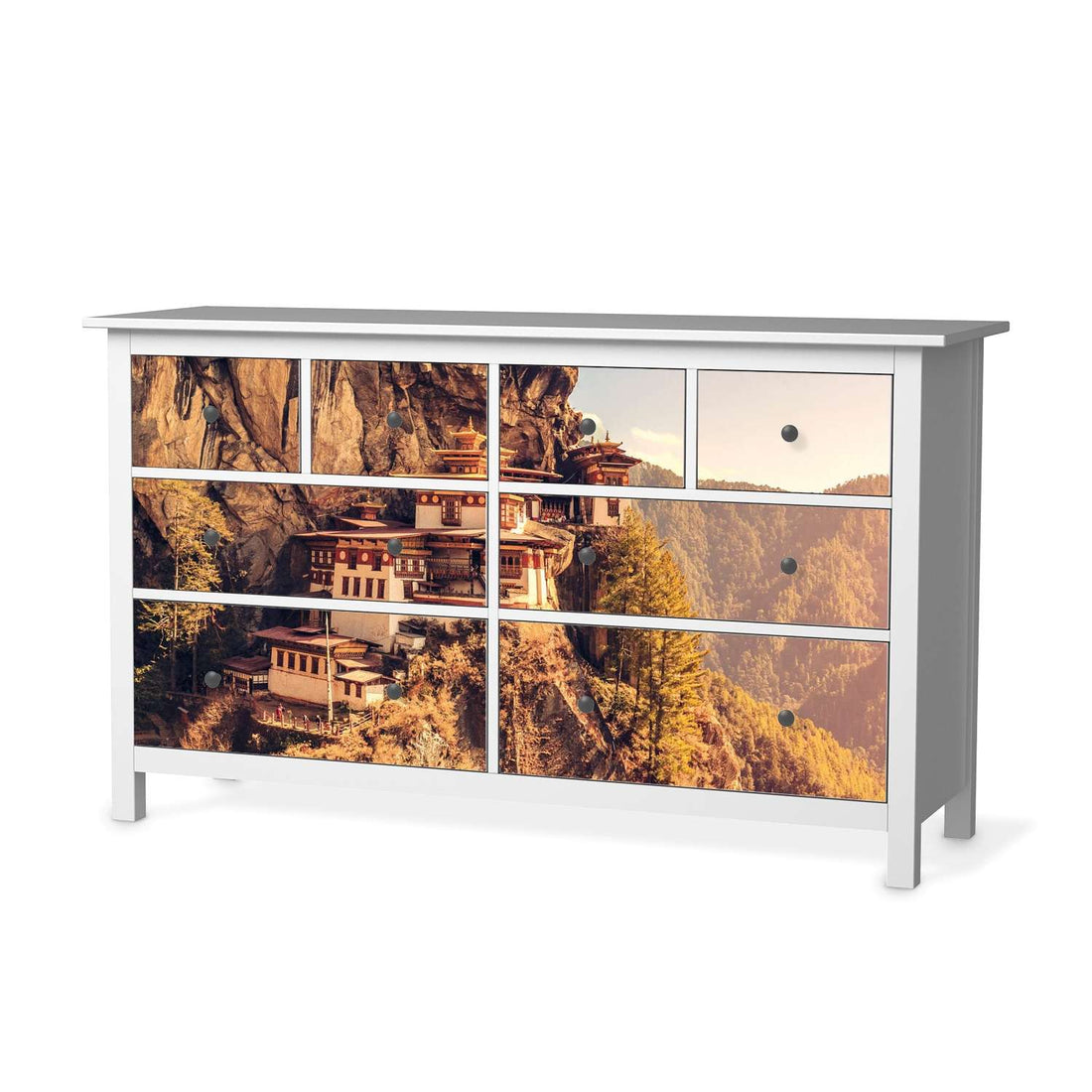 Möbelfolie Bhutans Paradise - IKEA Hemnes Kommode 8 Schubladen  - weiss