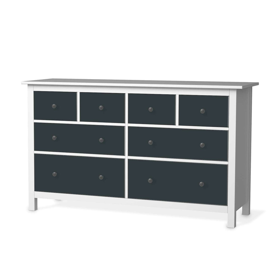 Möbelfolie Blaugrau Dark - IKEA Hemnes Kommode 8 Schubladen  - weiss