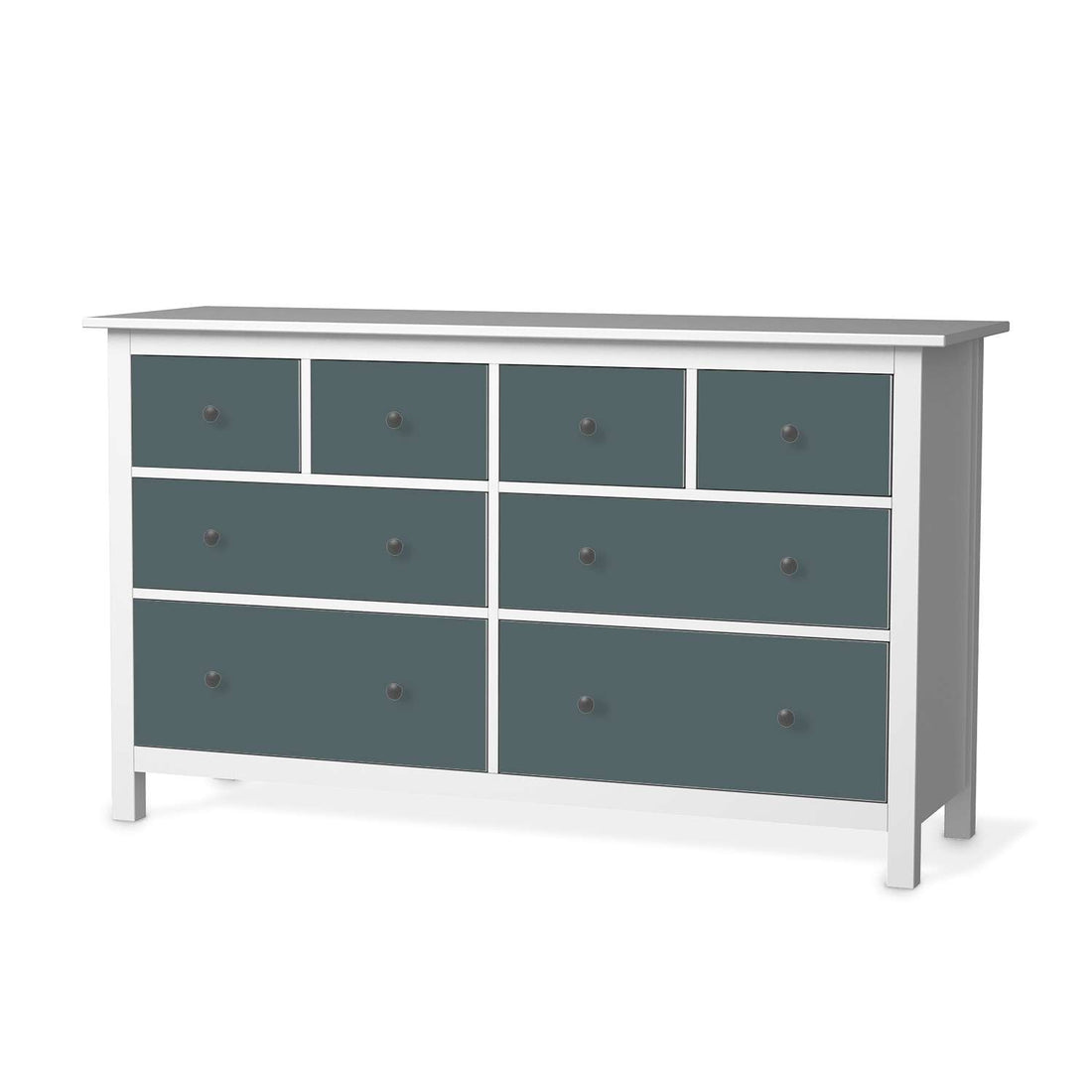 Möbelfolie Blaugrau Light - IKEA Hemnes Kommode 8 Schubladen  - weiss