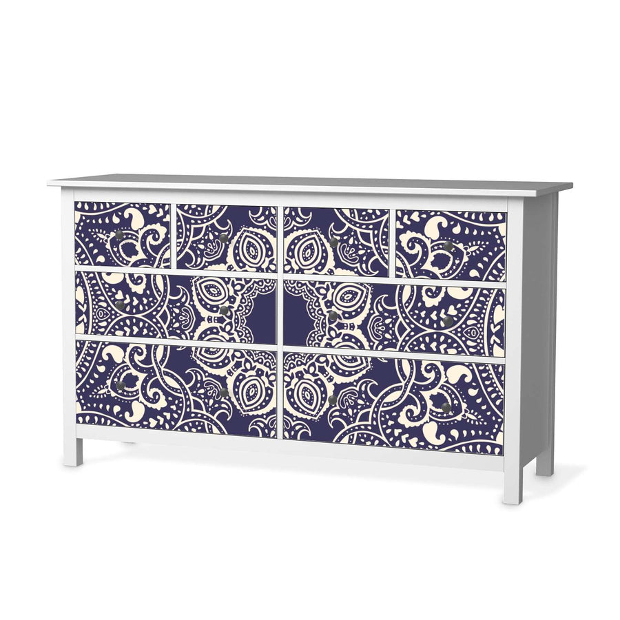 Möbelfolie Blue Mandala - IKEA Hemnes Kommode 8 Schubladen  - weiss