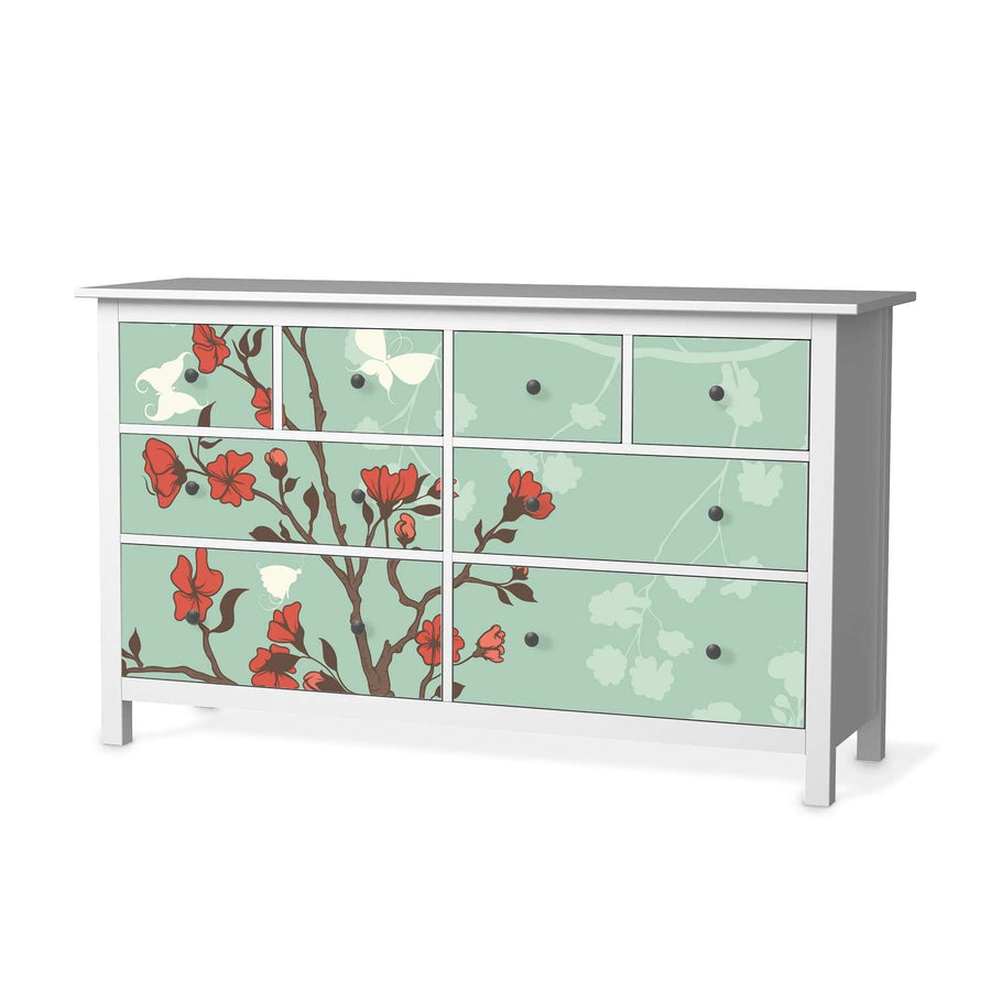 Möbelfolie Blütenzauber - IKEA Hemnes Kommode 8 Schubladen  - weiss