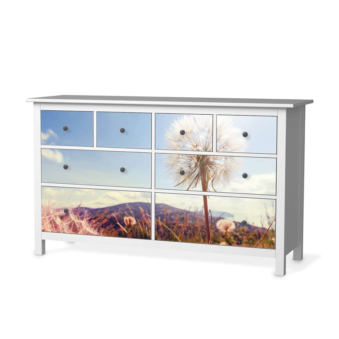 Möbelfolie Dandelion - IKEA Hemnes Kommode 8 Schubladen  - weiss
