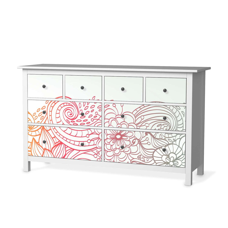 Möbelfolie Floral Doodle - IKEA Hemnes Kommode 8 Schubladen  - weiss