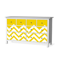 Möbelfolie Gelbe Zacken - IKEA Hemnes Kommode 8 Schubladen  - weiss