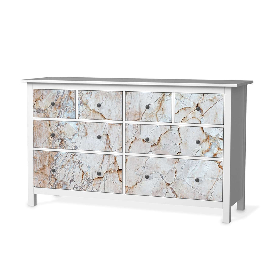 Möbelfolie Marmor rosa - IKEA Hemnes Kommode 8 Schubladen  - weiss
