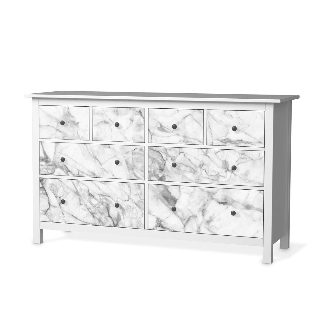 Möbelfolie Marmor weiß - IKEA Hemnes Kommode 8 Schubladen  - weiss