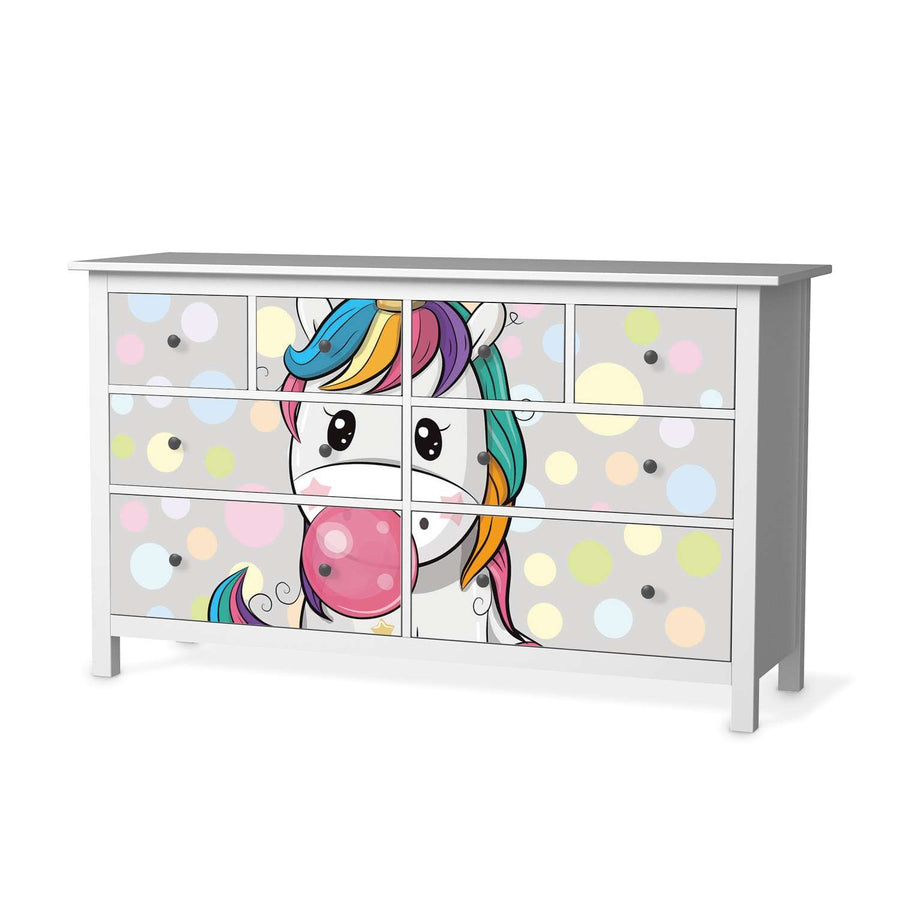 Möbelfolie Rainbow das Einhorn - IKEA Hemnes Kommode 8 Schubladen  - weiss