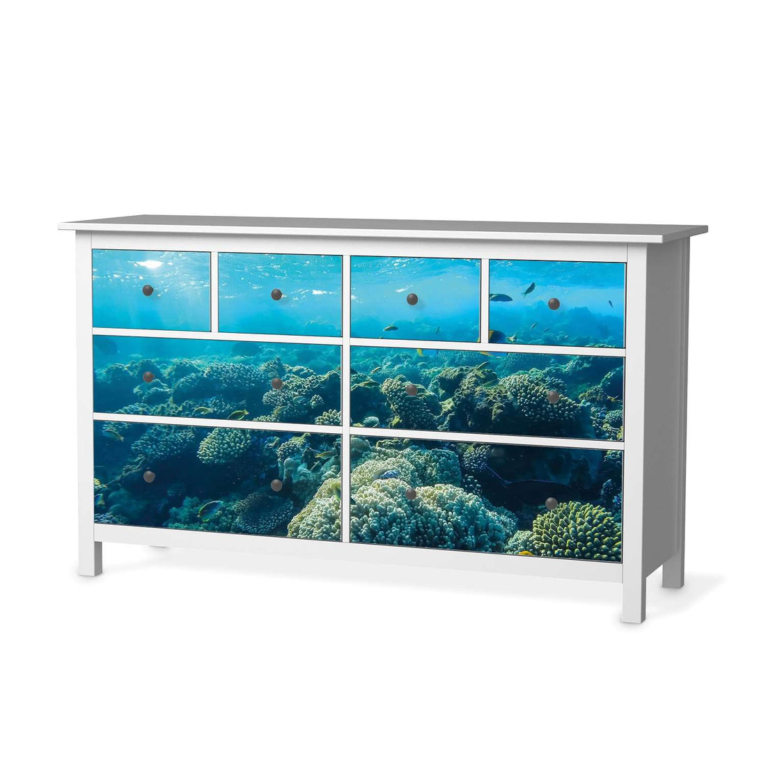 Möbelfolie Underwater World - IKEA Hemnes Kommode 8 Schubladen  - weiss