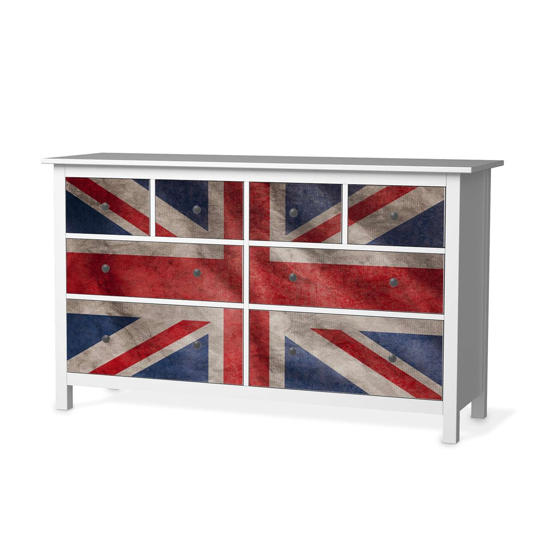 Möbelfolie Union Jack - IKEA Hemnes Kommode 8 Schubladen  - weiss