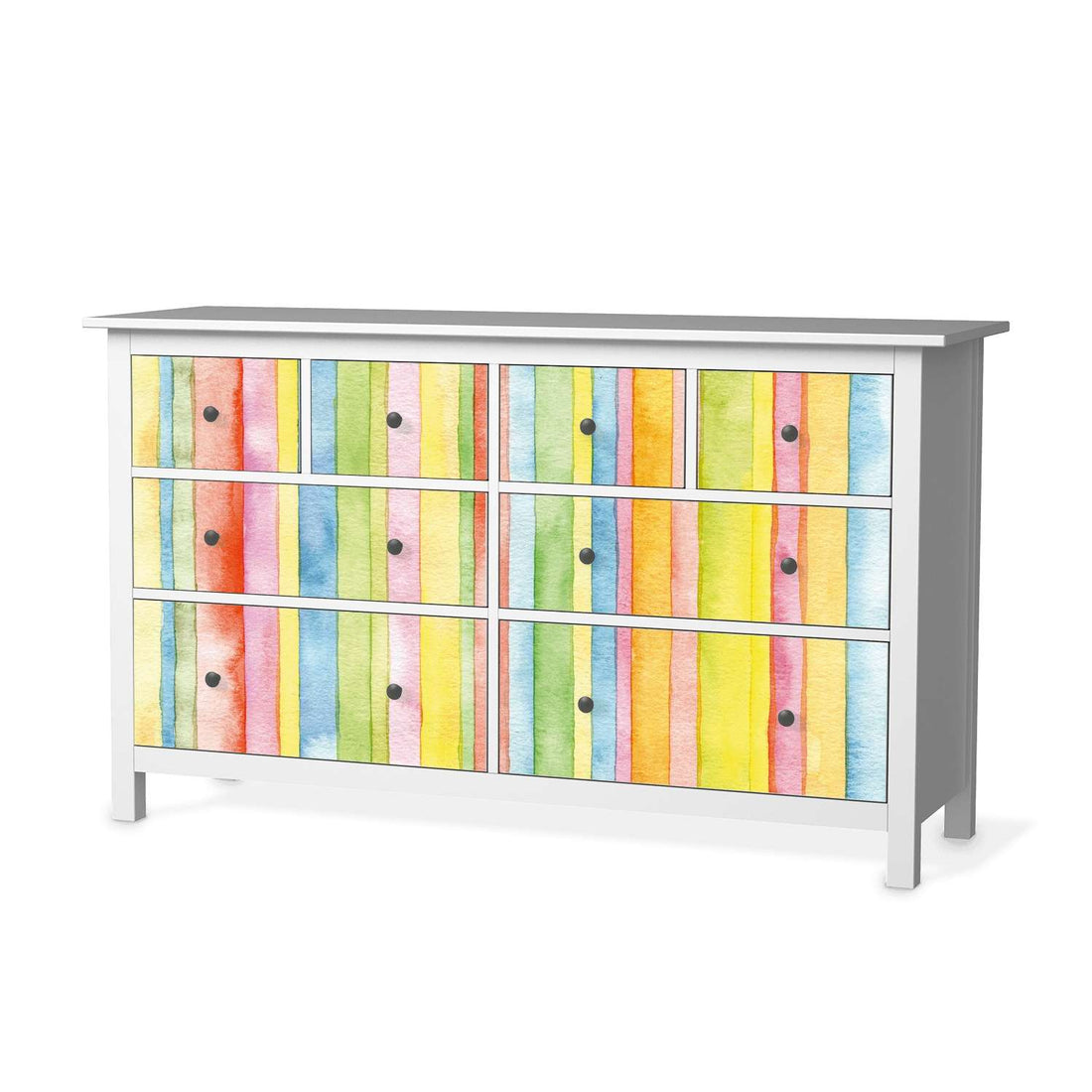 Möbelfolie Watercolor Stripes - IKEA Hemnes Kommode 8 Schubladen  - weiss