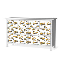 Möbelfolie Working Cars - IKEA Hemnes Kommode 8 Schubladen  - weiss