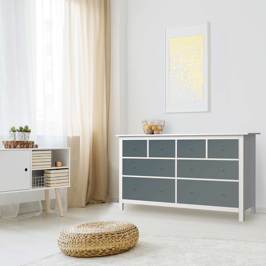 Möbelfolie Blaugrau Light - IKEA Hemnes Kommode 8 Schubladen - Wohnzimmer