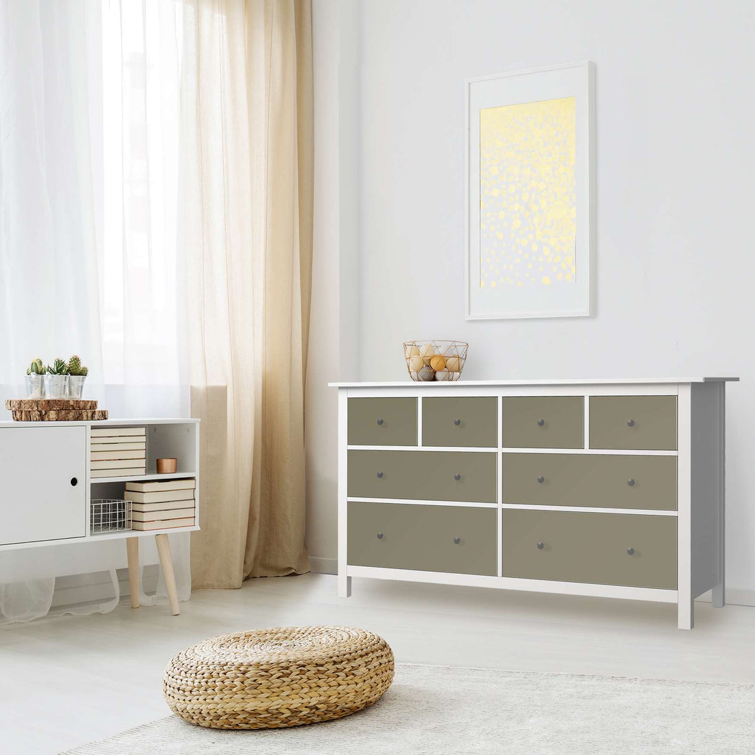 Möbelfolie Braungrau Light - IKEA Hemnes Kommode 8 Schubladen - Wohnzimmer
