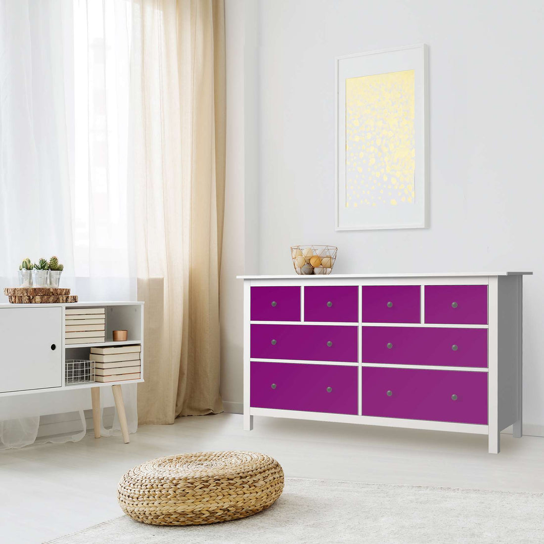 Möbelfolie Flieder Dark - IKEA Hemnes Kommode 8 Schubladen - Wohnzimmer
