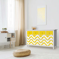 Möbelfolie Gelbe Zacken - IKEA Hemnes Kommode 8 Schubladen - Wohnzimmer