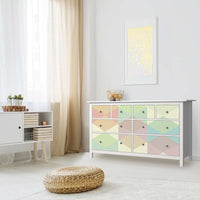 Möbelfolie Melitta Pastell Geometrie - IKEA Hemnes Kommode 8 Schubladen - Wohnzimmer
