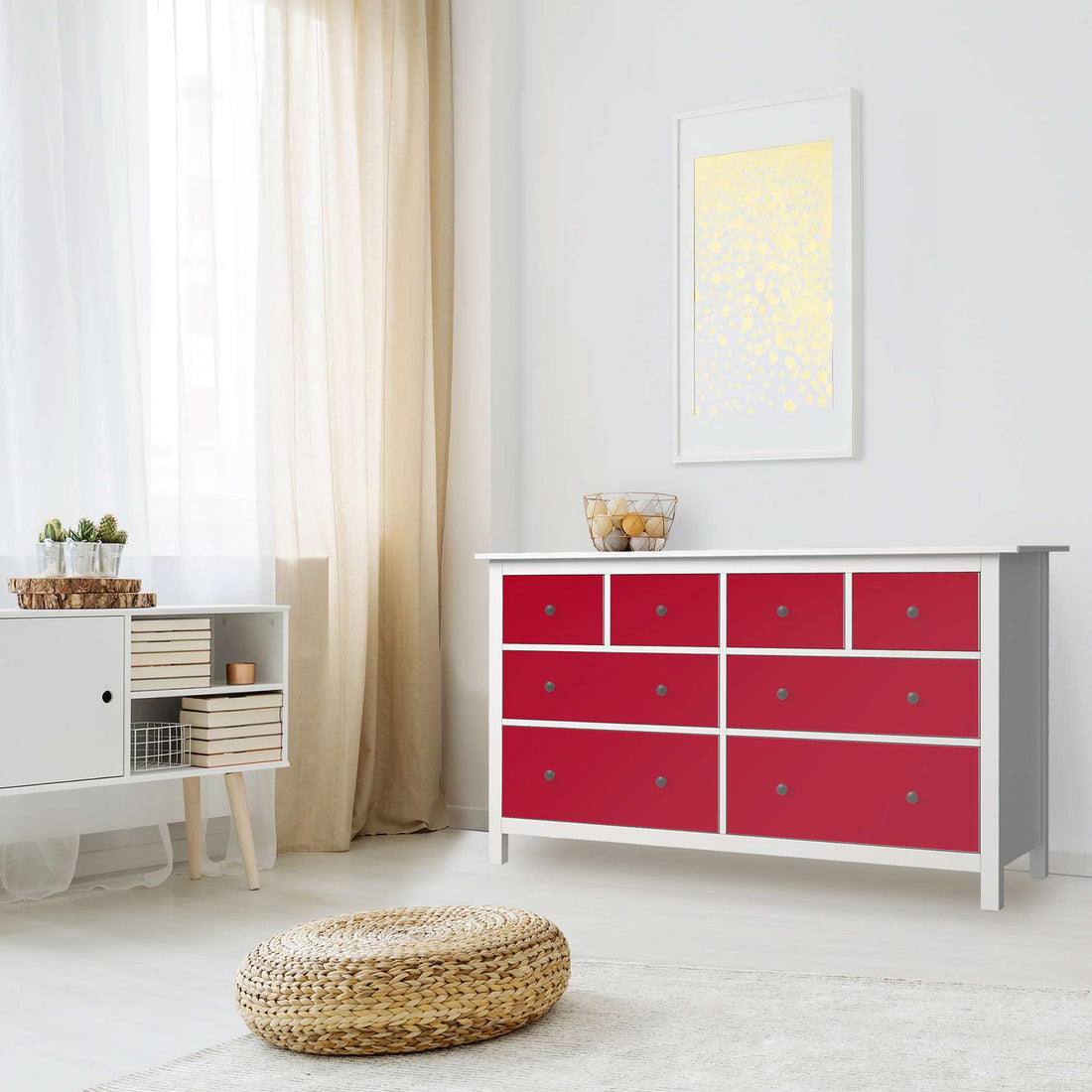 Möbelfolie Rot Dark - IKEA Hemnes Kommode 8 Schubladen - Wohnzimmer