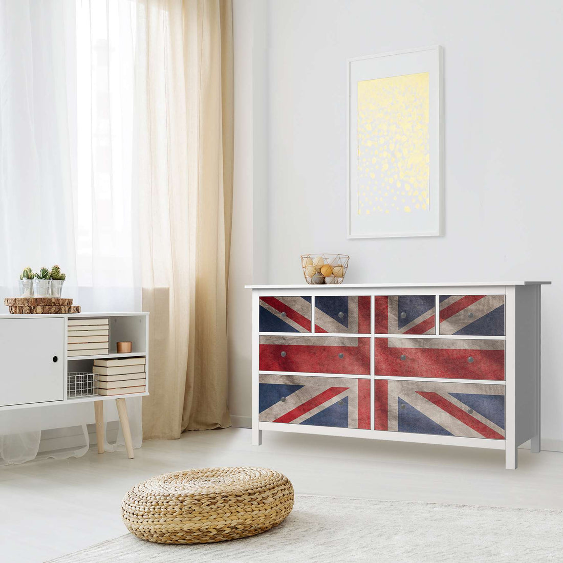 Möbelfolie Union Jack - IKEA Hemnes Kommode 8 Schubladen - Wohnzimmer