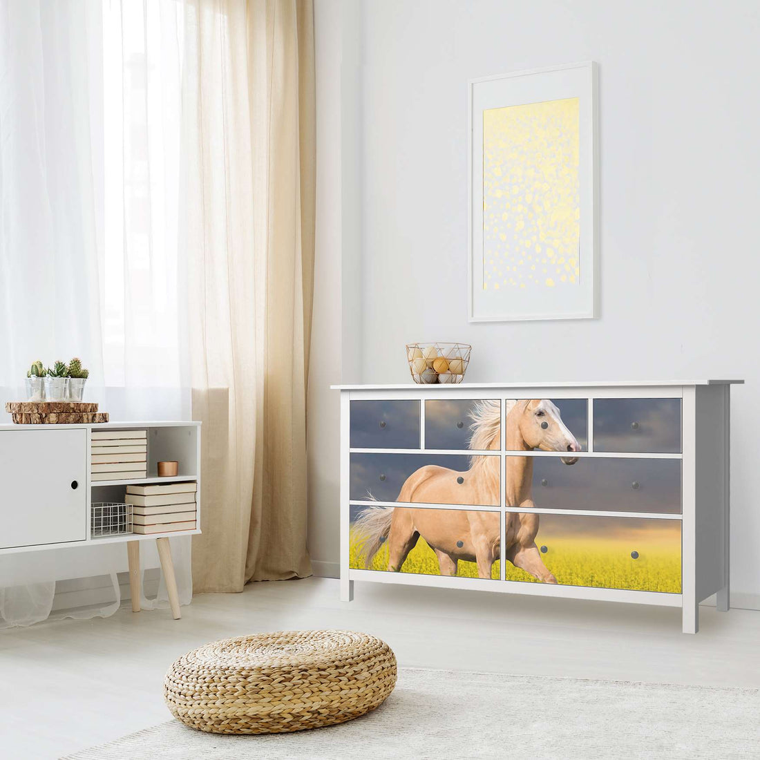 Möbelfolie Wildpferd - IKEA Hemnes Kommode 8 Schubladen - Wohnzimmer