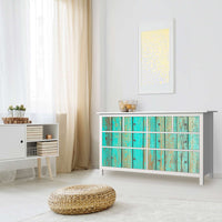 Möbelfolie Wooden Aqua - IKEA Hemnes Kommode 8 Schubladen - Wohnzimmer