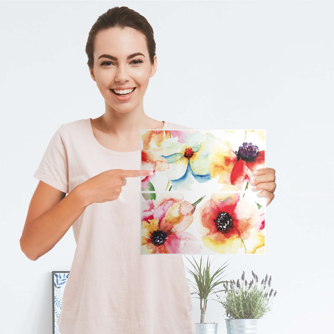 Möbelfolie IKEA Water Color Flowers - IKEA Expedit Regal Schubladen - Folie