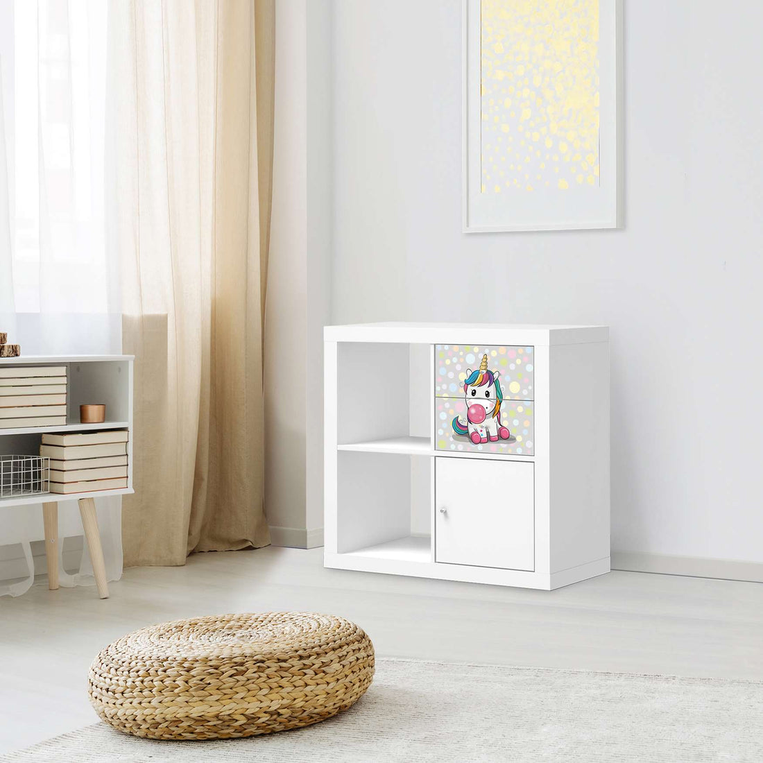 Möbelfolie IKEA Rainbow das Einhorn - IKEA Expedit Regal Schubladen - Kinderzimmer