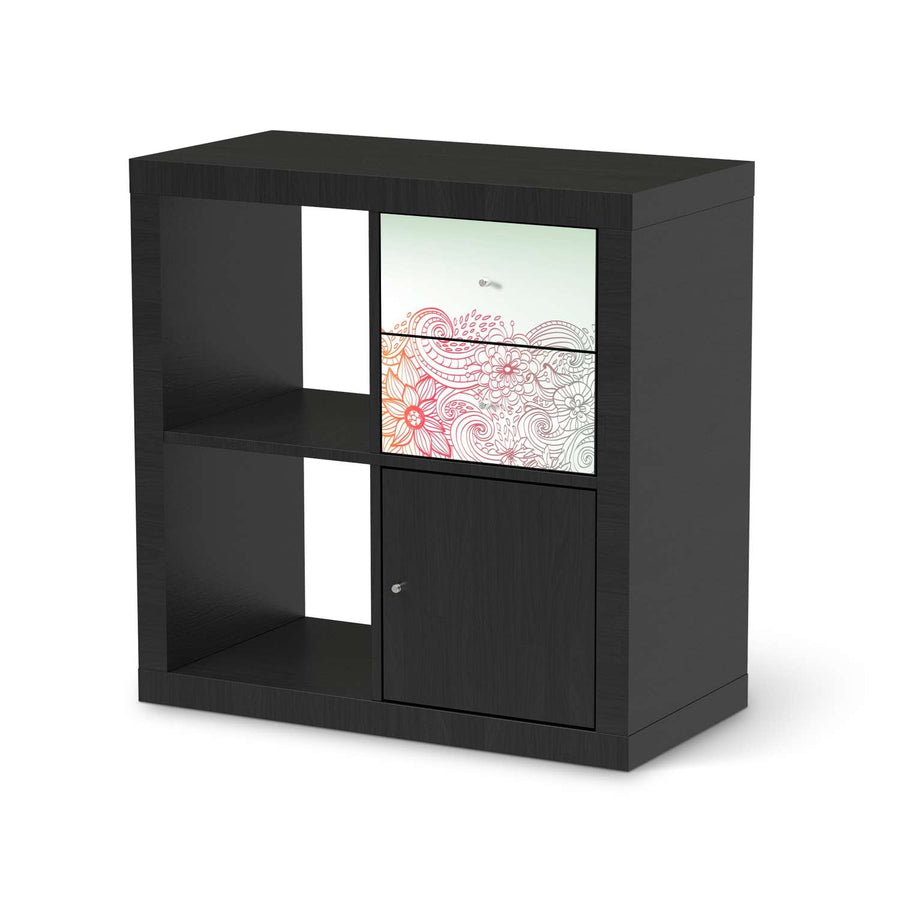 Möbelfolie IKEA Floral Doodle - IKEA Expedit Regal Schubladen - schwarz