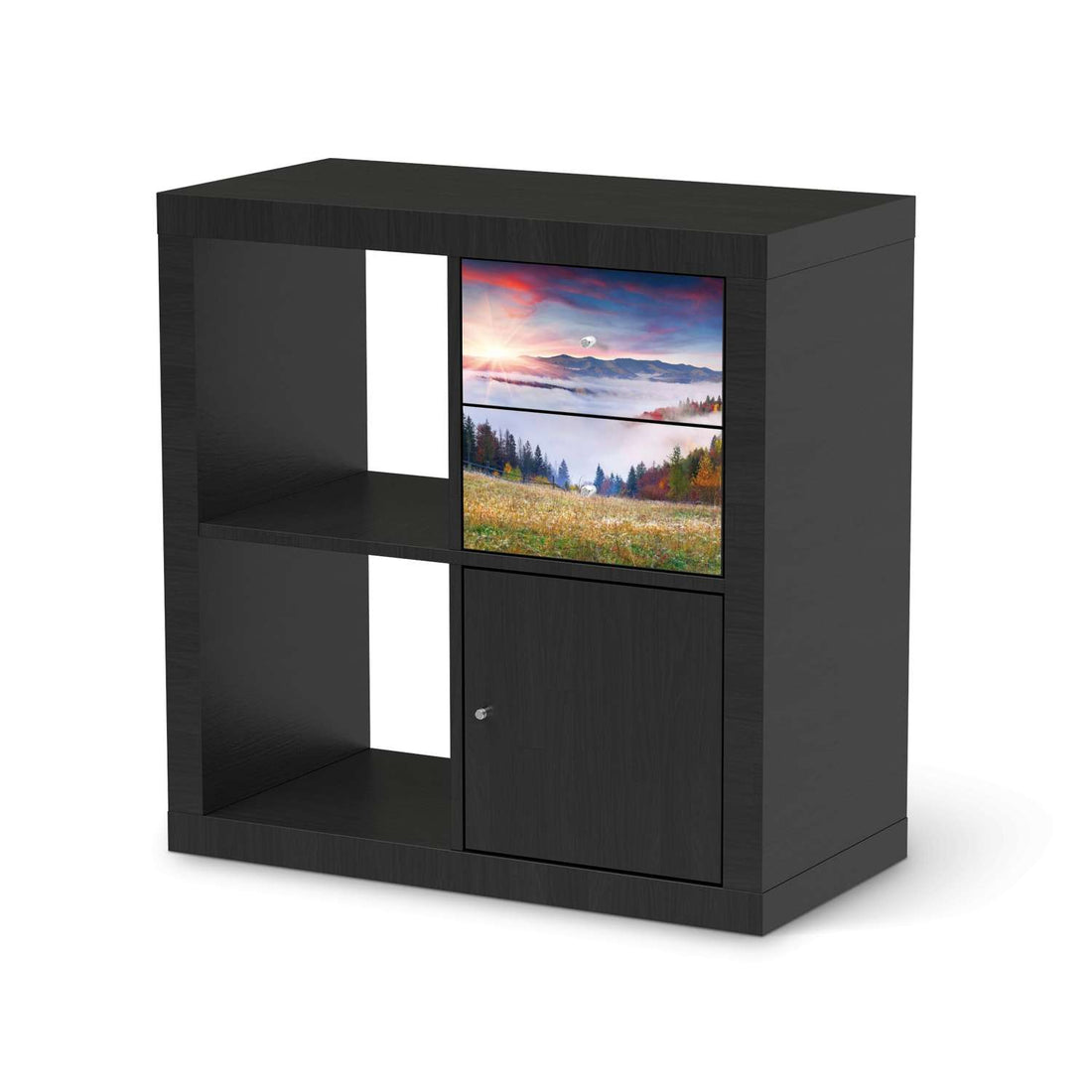 Möbelfolie IKEA Herbstwald - IKEA Expedit Regal Schubladen - schwarz