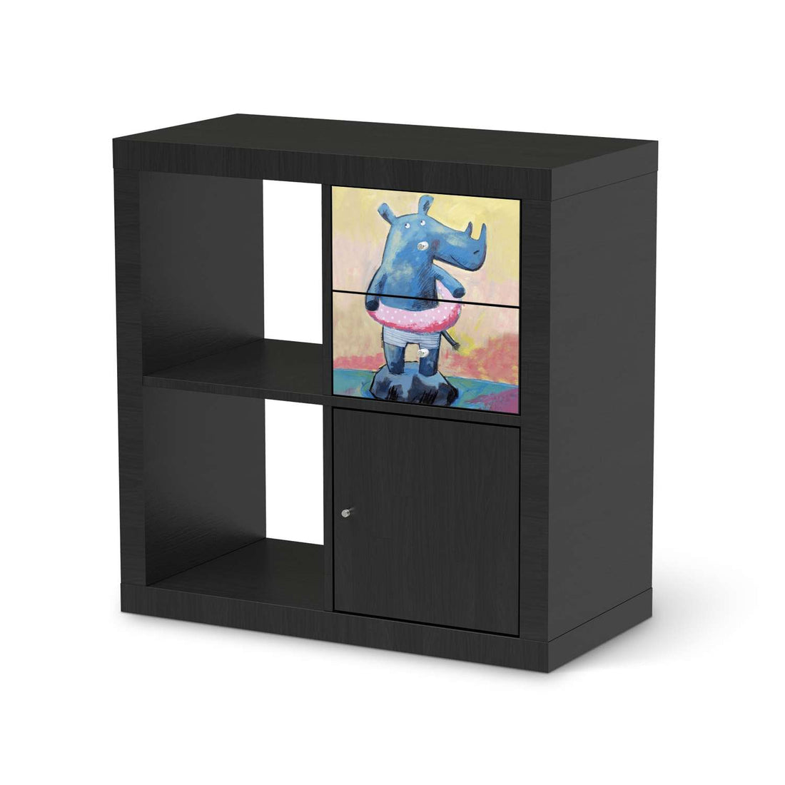 Möbelfolie IKEA Nashorn - IKEA Expedit Regal Schubladen - schwarz