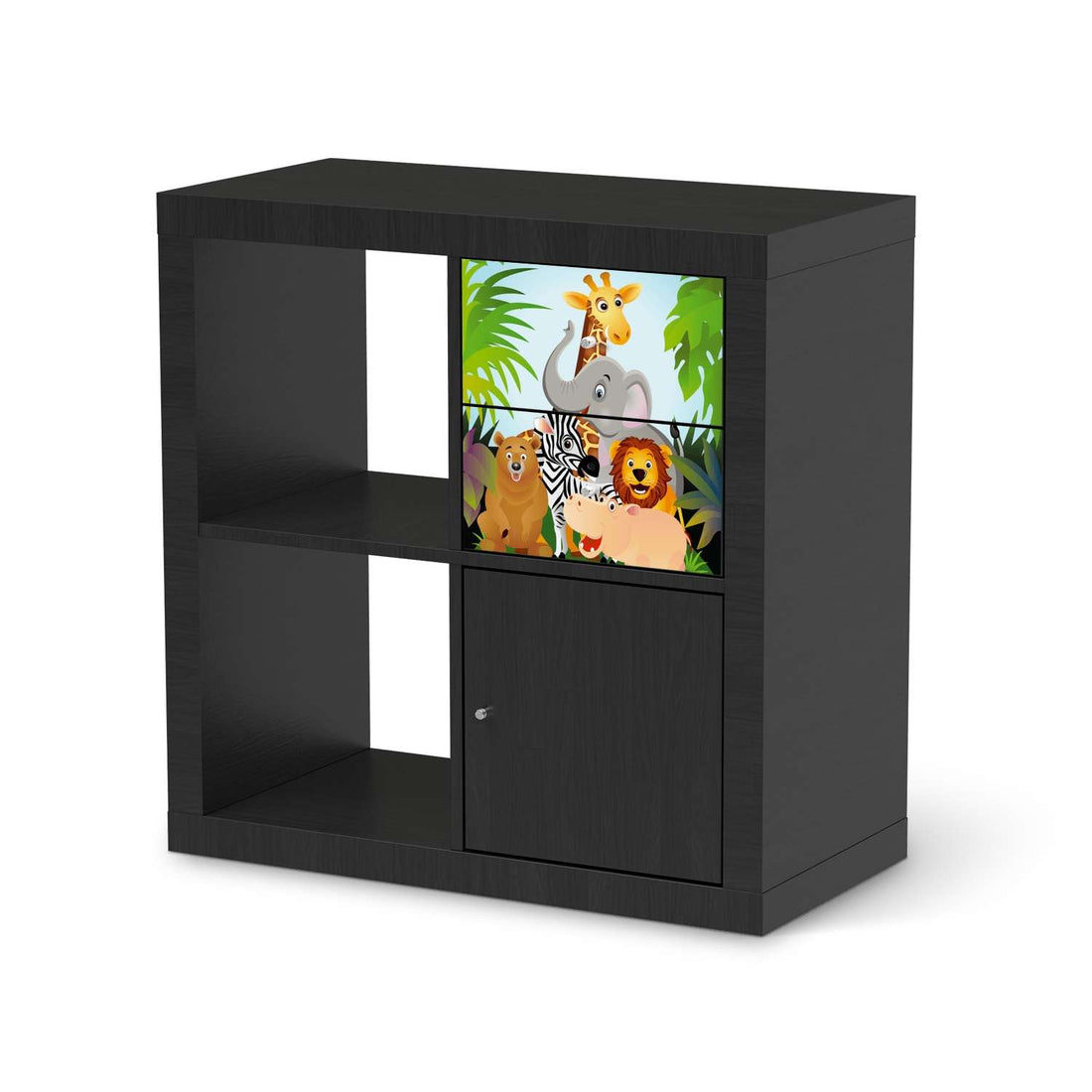 Möbelfolie IKEA Wild Animals - IKEA Expedit Regal Schubladen - schwarz