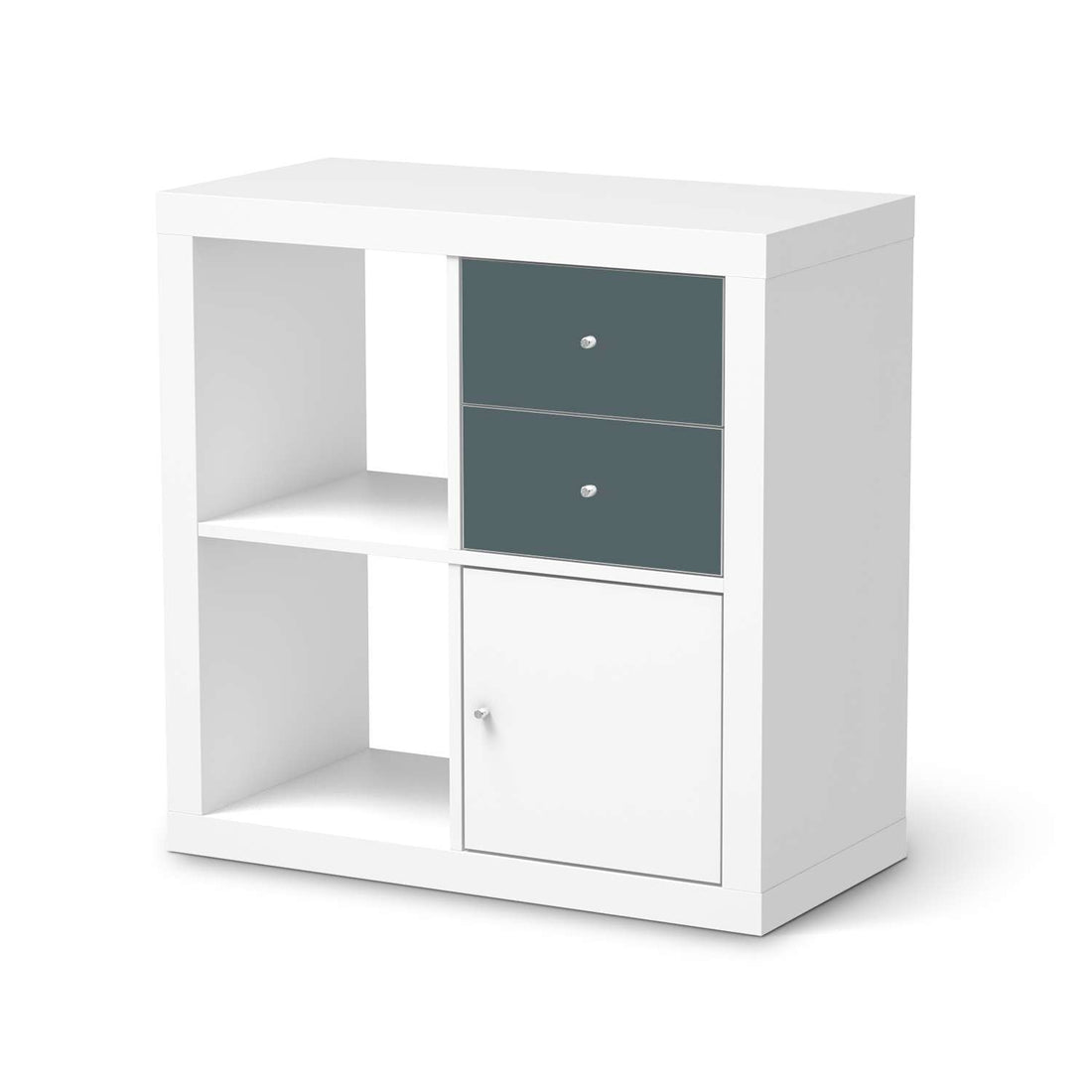 Möbelfolie IKEA Blaugrau Light - IKEA Expedit Regal Schubladen  - weiss