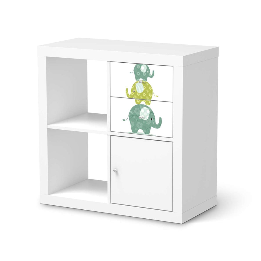 Möbelfolie IKEA Elephants - IKEA Expedit Regal Schubladen  - weiss