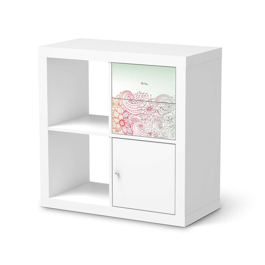 Möbelfolie IKEA Floral Doodle - IKEA Expedit Regal Schubladen  - weiss