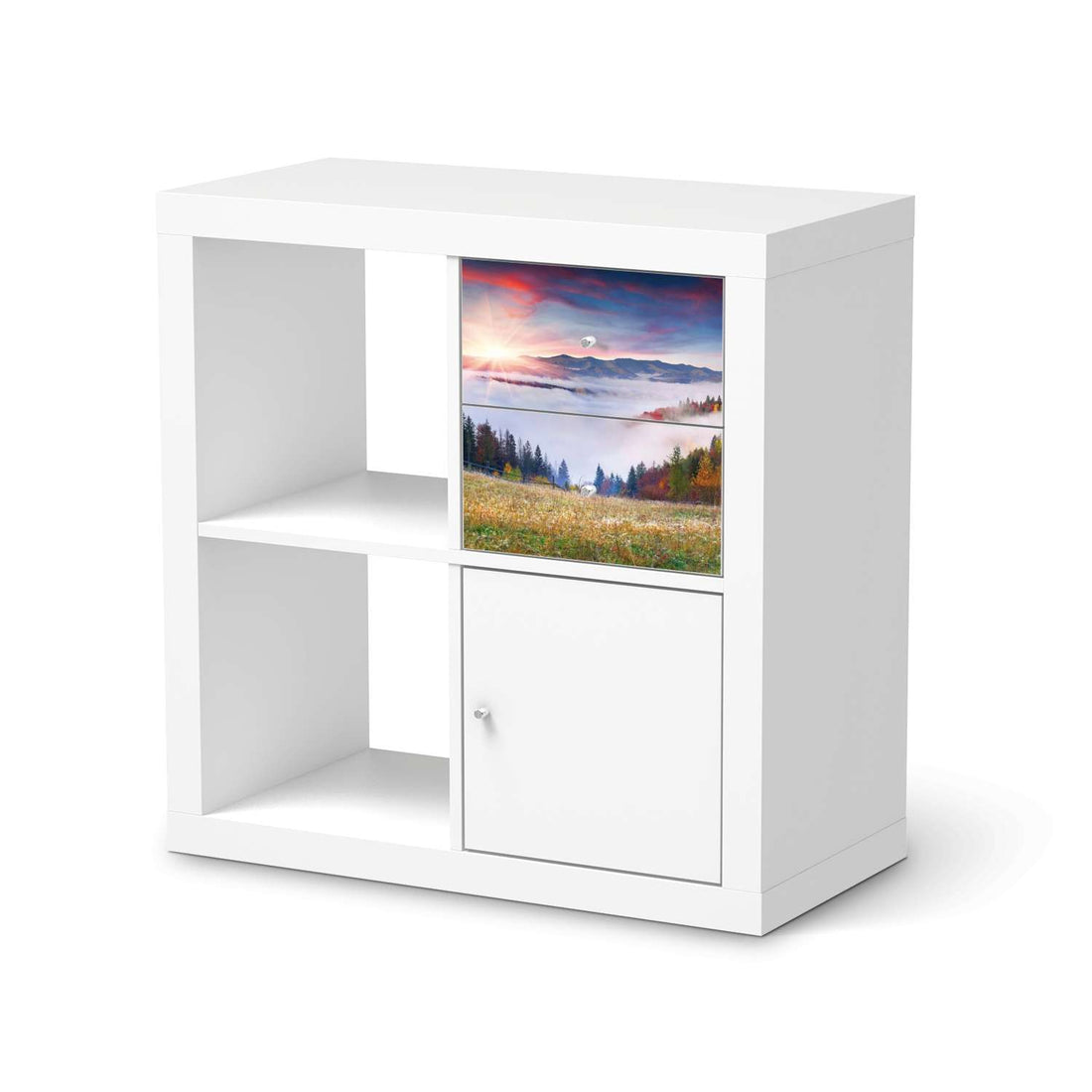 Möbelfolie IKEA Herbstwald - IKEA Expedit Regal Schubladen  - weiss
