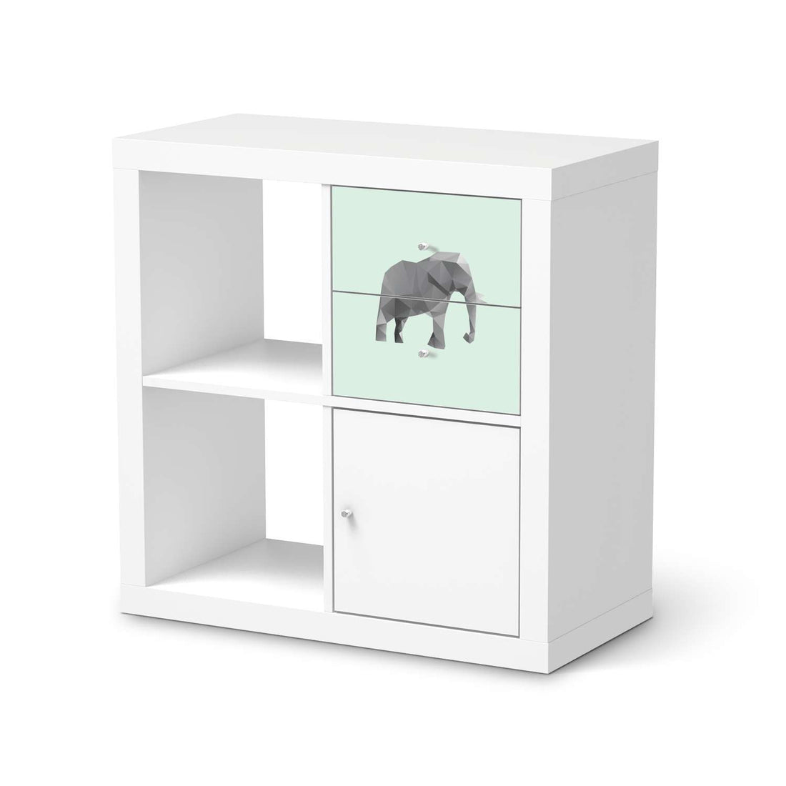 Möbelfolie IKEA Origami Elephant - IKEA Expedit Regal Schubladen  - weiss