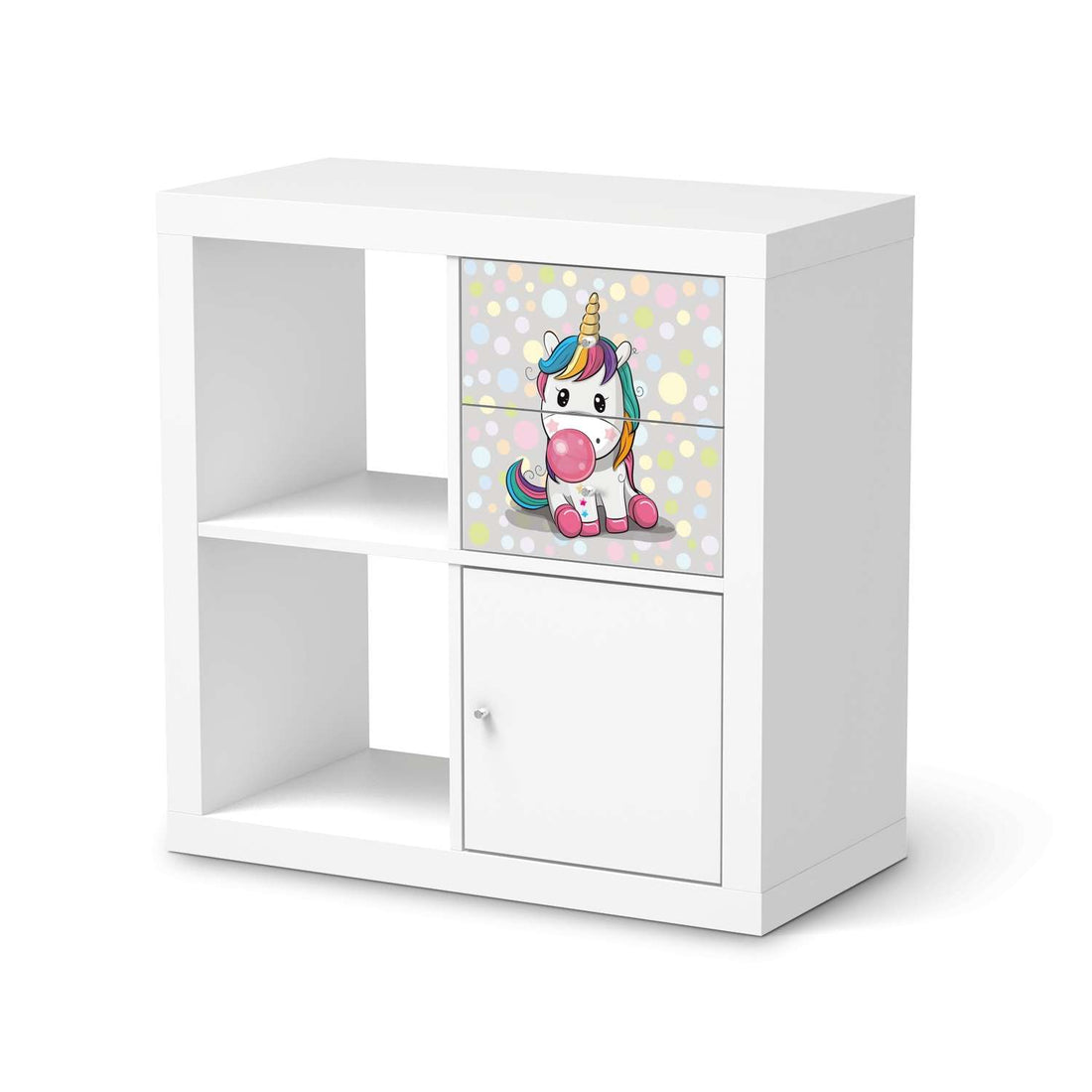 Möbelfolie IKEA Rainbow das Einhorn - IKEA Expedit Regal Schubladen  - weiss