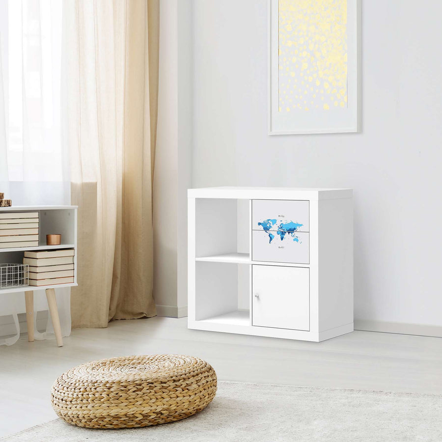 Möbelfolie IKEA Politische Weltkarte - IKEA Expedit Regal Schubladen - Wohnzimmer