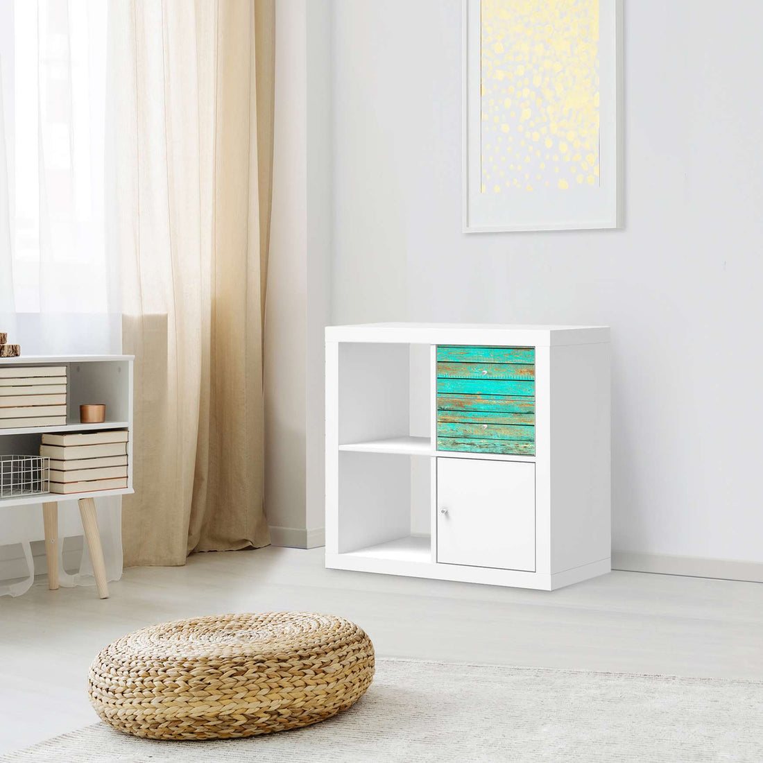 Möbelfolie IKEA Wooden Aqua - IKEA Expedit Regal Schubladen - Wohnzimmer