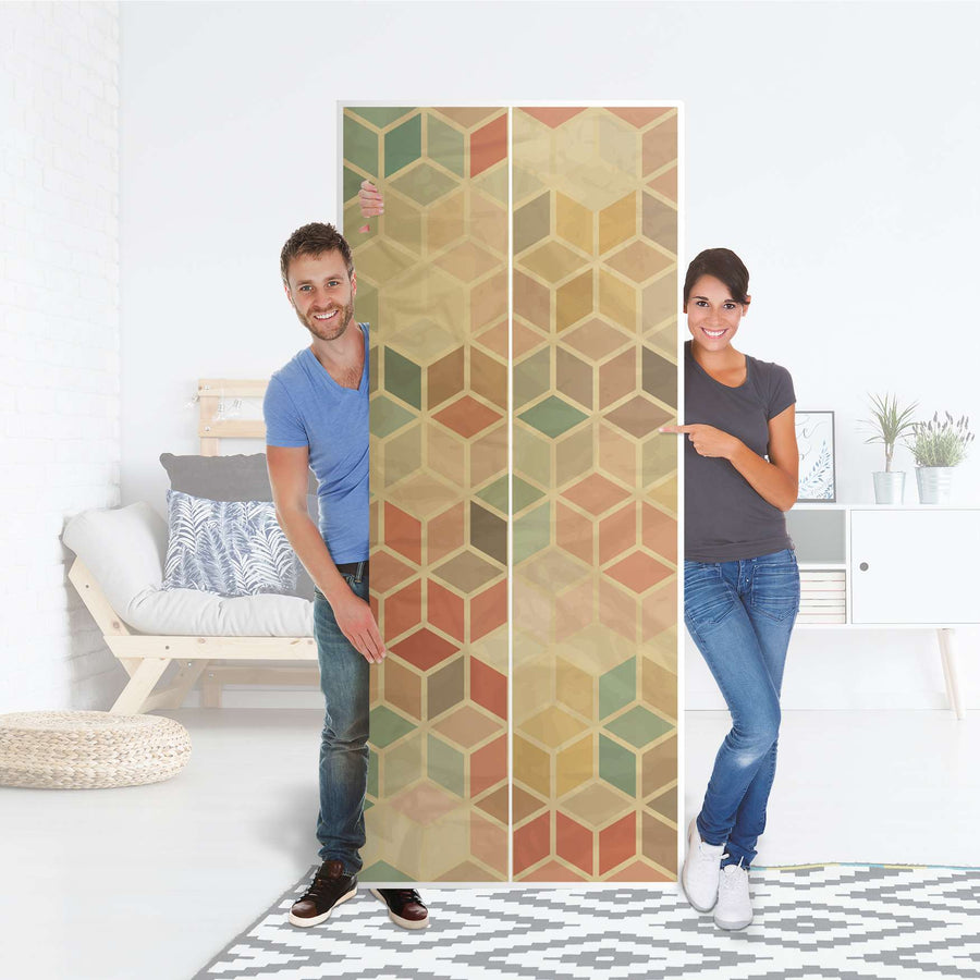 Möbelfolie IKEA 3D Retro - IKEA Pax Schrank 236 cm Höhe - 2 Türen - Folie