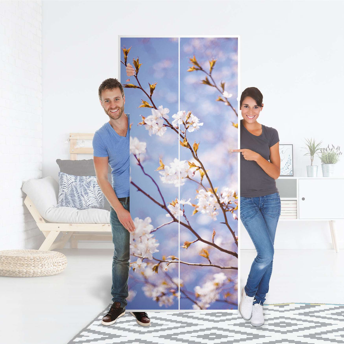Möbelfolie IKEA Apple Blossoms - IKEA Pax Schrank 236 cm Höhe - 2 Türen - Folie