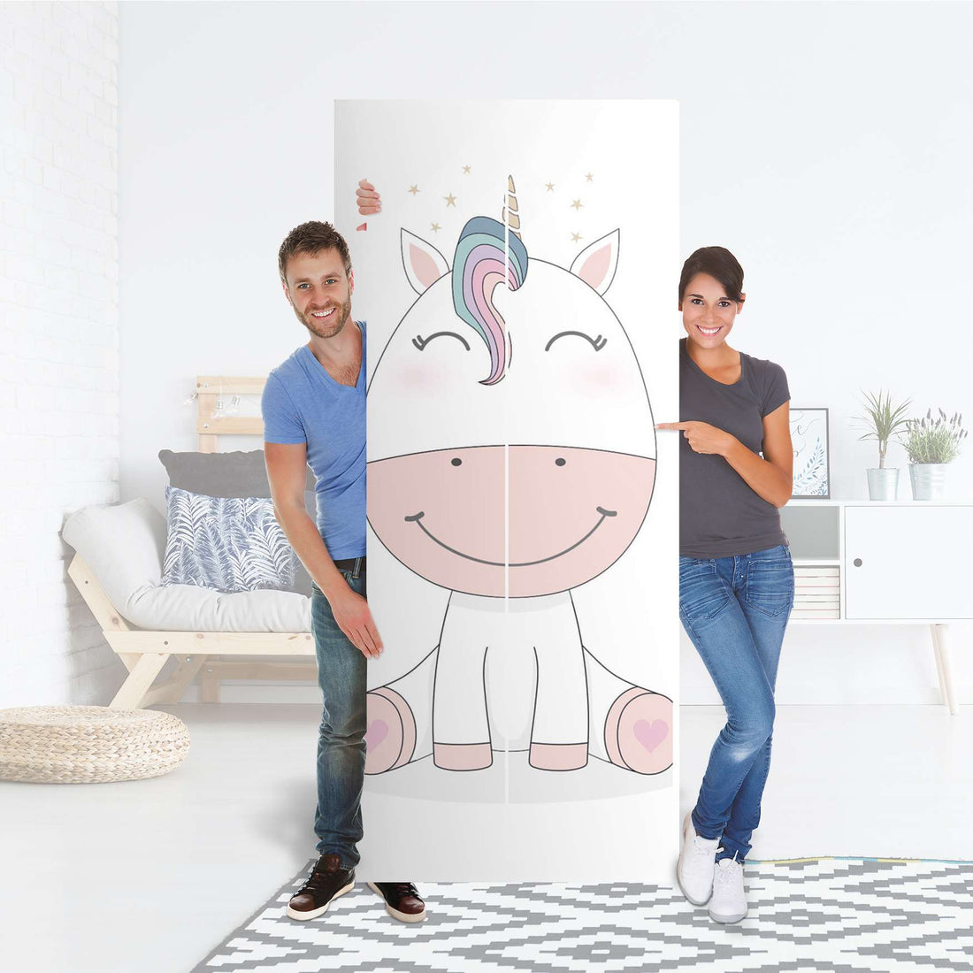 Möbelfolie IKEA Baby Unicorn - IKEA Pax Schrank 236 cm Höhe - 2 Türen - Folie