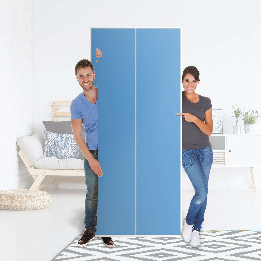 Möbelfolie IKEA Blau Light - IKEA Pax Schrank 236 cm Höhe - 2 Türen - Folie