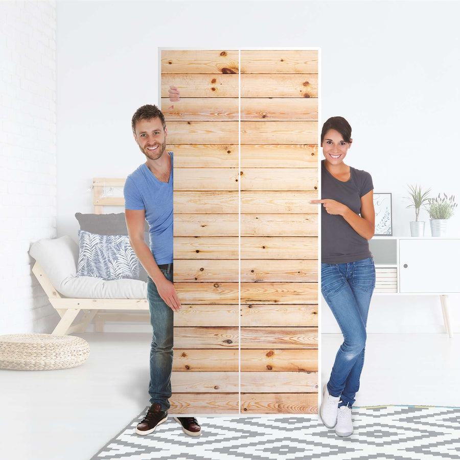 Möbelfolie IKEA Bright Planks - IKEA Pax Schrank 236 cm Höhe - 2 Türen - Folie